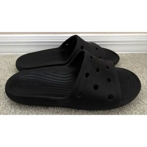Crocs Classic Slides Sandals Original Iconic Comfort Black Unisex Men 7 Women 9